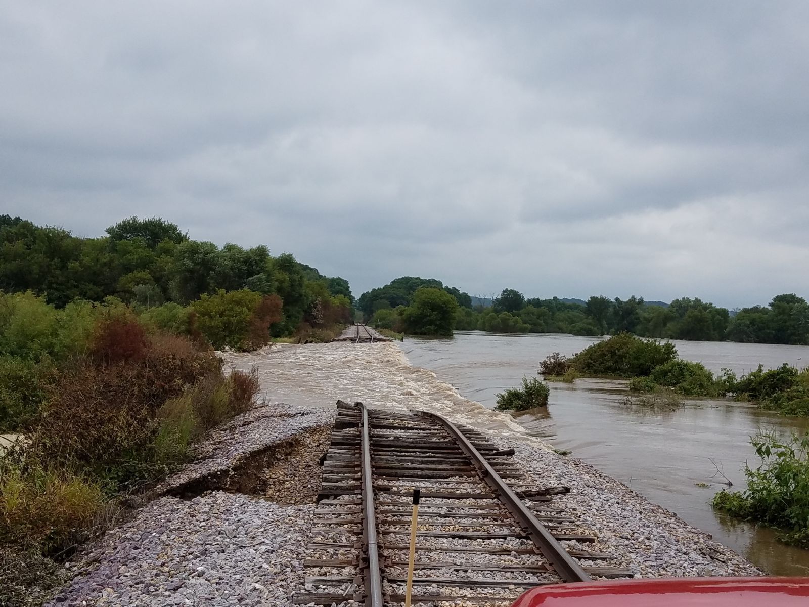 Damage to railroad tracks, west of Mazo